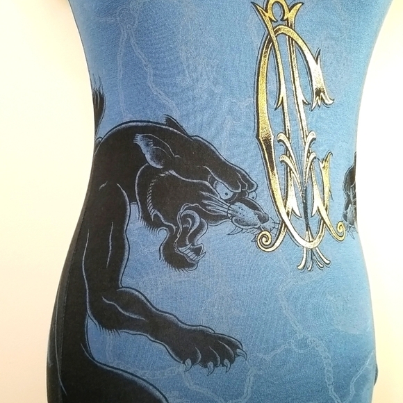 Christian Audigier Women's Black Panther and Bird of Paradise T-Shirt Size M - Picture 3 of 8